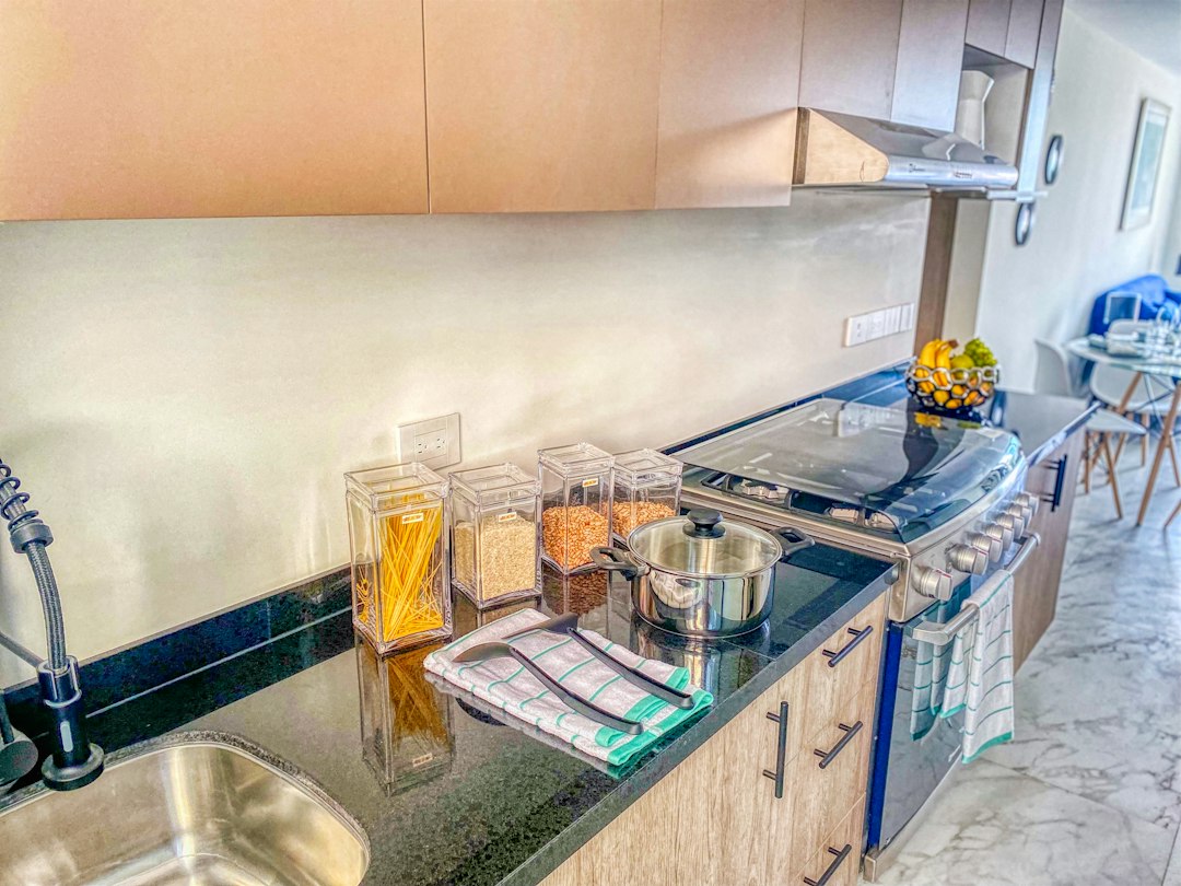 Modern villa kitchen ready for a guest arrival
